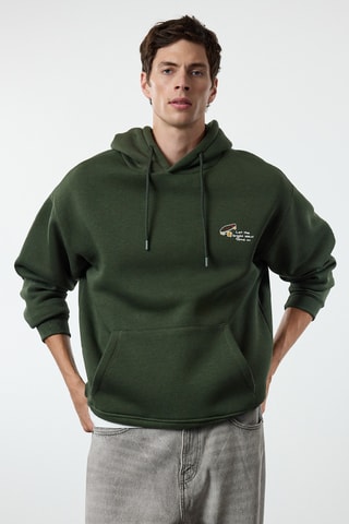 Sweat oversize com capuz - Caqui