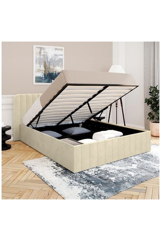 Lit-coffre avec sommier Valentina - Beige