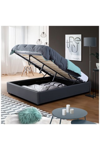 Lit coffre et sommier Miami - Gris