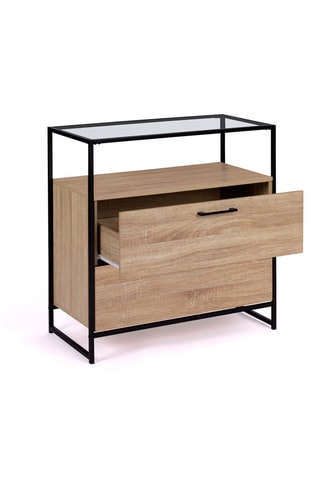 Commode Siena - Imitation bois et noir