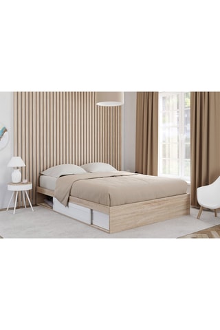 Cadre de lit Orem avec sommier et rangements intégrés - 140 x 190 cm