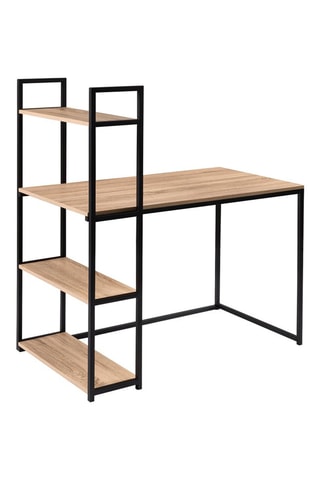 Bureau bibliothèque Memphis - Imitation bois et noir