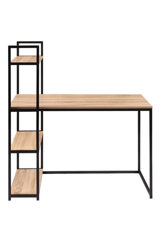 Bureau bibliothèque Memphis - Imitation bois et noir