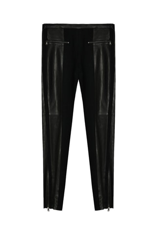 Pantalon skinny en cuir d'agneau - Noir