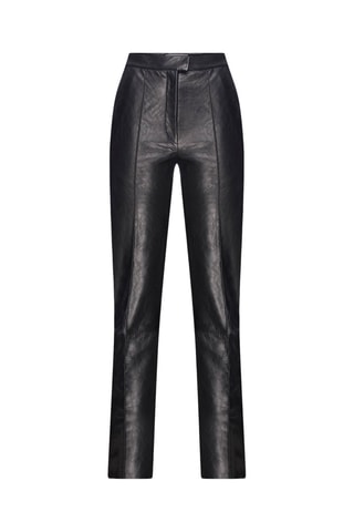 Pantalon droit en cuir d'agneau - Noir