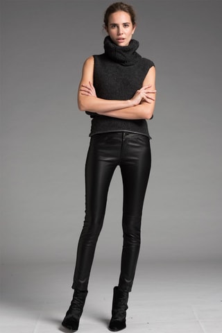 Pantalon en cuir d'agneau - Noir