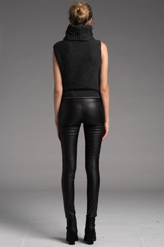 Pantalon en cuir d'agneau - Noir