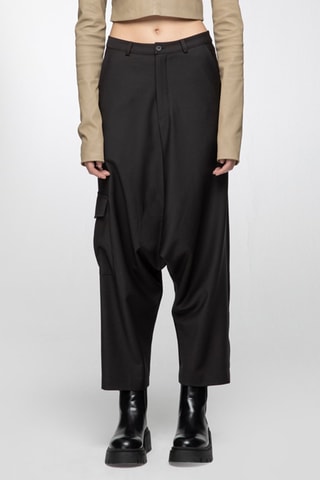 Pantalon casual en laine - 
Marron foncé