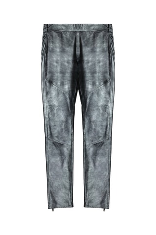 Pantalon skinny en cuir d'agneau - Argenté
