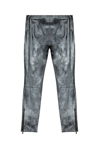 Pantalon skinny en cuir d'agneau - Argenté