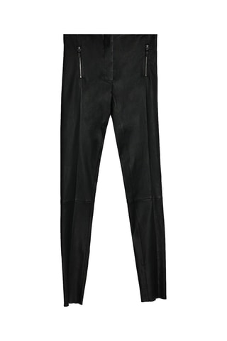 Pantalon skinny en cuir d'agneau - Noir