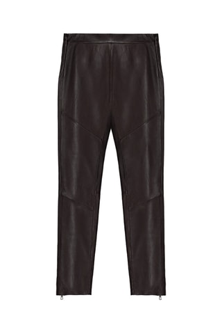 Pantalon skinny en cuir d'agneau - Bordeaux