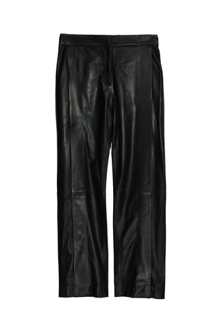 Pantalon droit en cuir d'agneau - Noir