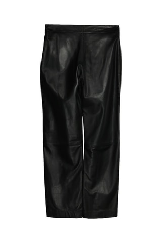 Pantalon droit en cuir d'agneau - Noir
