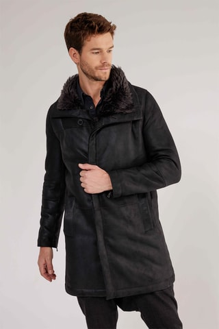 Manteau en peau de mouton lainée - Anthracite