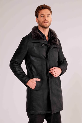 Manteau en peau de mouton lainée - Anthracite