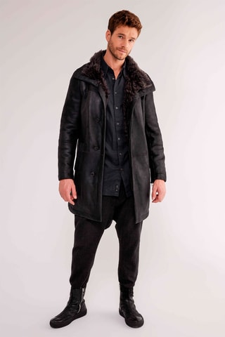 Manteau en peau de mouton lainée - Anthracite