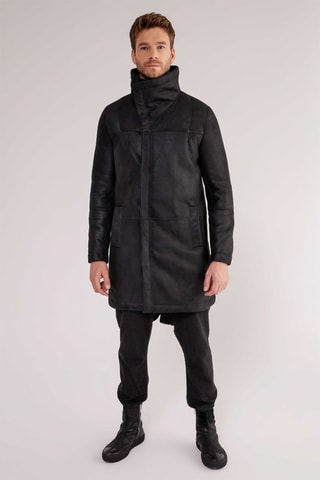Manteau en peau de mouton lainée - Anthracite
