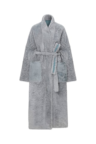Manteau en peau lainée de mouton - Gris
