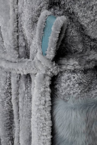 Manteau en peau lainée de mouton - Gris