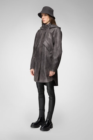 Manteau en cuir d’agneau nappa - Anthracite