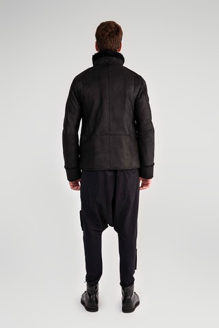 Manteau en peau lainée de mouton - Noir