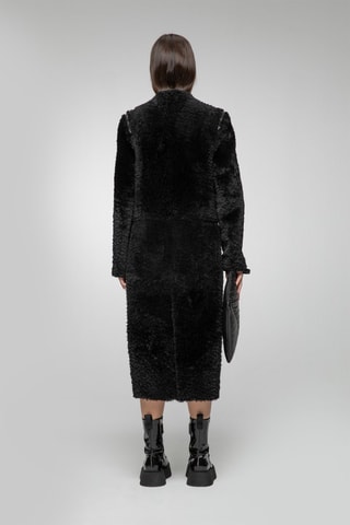 Manteau en peau lainée de mouton - Noir
