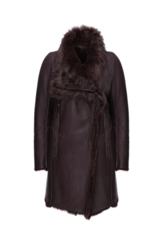 Manteau en peau lainée de mouton - Bordeaux