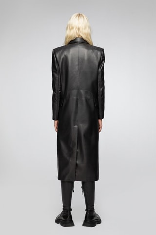 Manteau en cuir d'agneau Noir