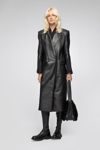 Manteau en cuir d'agneau Noir