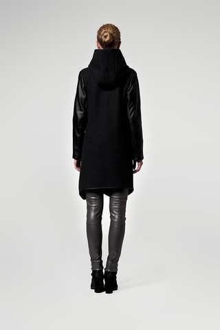 Manteau à capuche en laine Noir