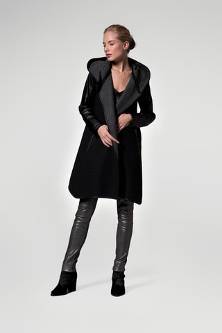 Manteau à capuche en laine Noir