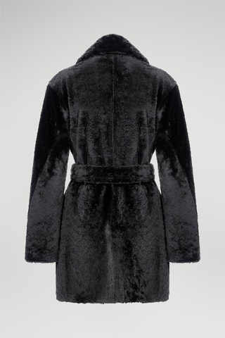 Manteau en peau lainée de mouton Noir