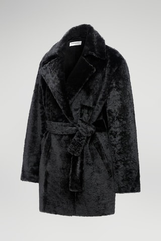 Manteau en peau lainée de mouton Noir