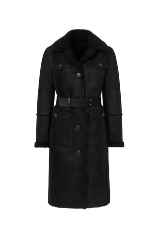 Manteau en peau lainée de mouton - 
Noir