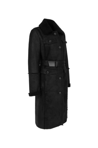 Manteau en peau lainée de mouton - 
Noir
