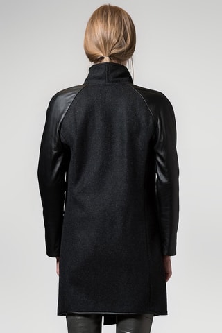 Manteau à capuche en laine - Anthracite et noir