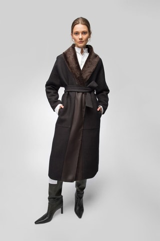 Manteau en lin et laine - Noir