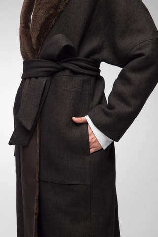 Manteau en lin et laine - Noir