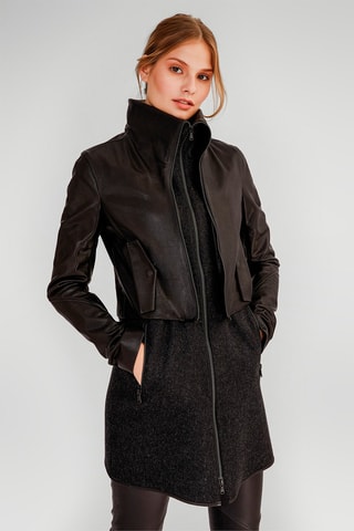 Manteau en cuir d'agneau Anthracite