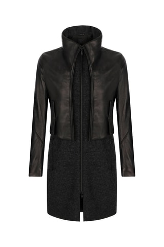 Manteau en cuir d'agneau Anthracite