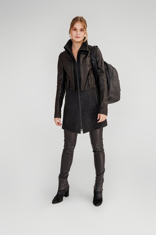 Manteau en cuir d'agneau Anthracite