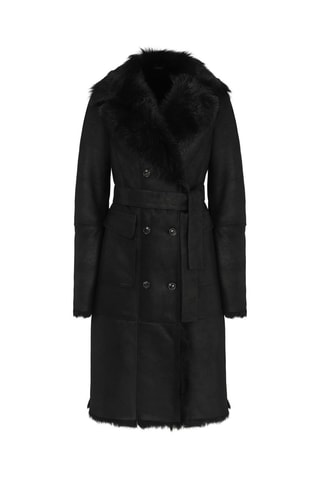 Manteau en peau lainée de mouton Noir