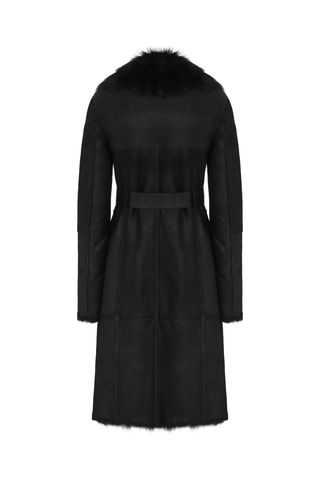 Manteau en peau lainée de mouton Noir