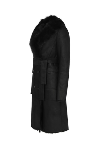 Manteau en peau lainée de mouton Noir