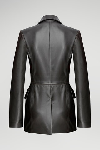 Manteau en cuir d’agneau nappa Noir