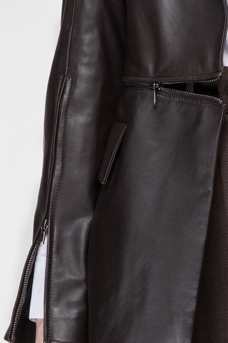Manteau en cuir d’agneau nappa Noir