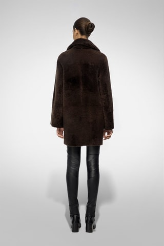 Manteau en peau lainée de mouton - Marron