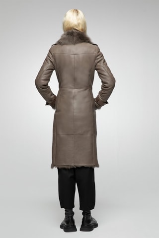 Manteau en peau lainée de mouton - Gris
