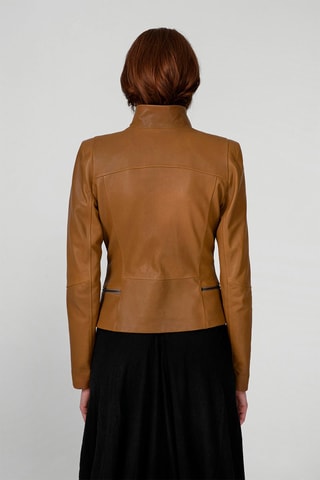 Veste en cuir d’agneau Camel